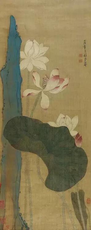 陈洪绶《莲花奇石》