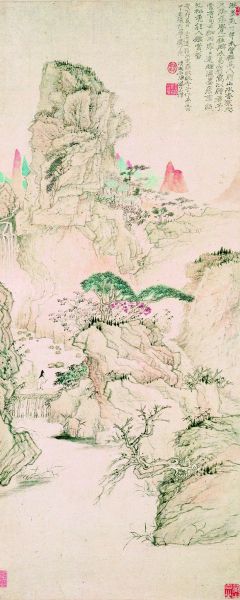  细雨虬松图轴 清 石涛