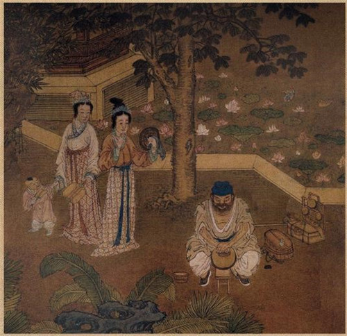  磨镜图页，佚名，明朝