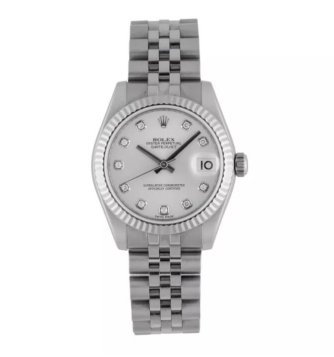 劳力士178274型号「Datejust」精钢及白金镶钻石炼带腕表备日期显示，年份约2006。