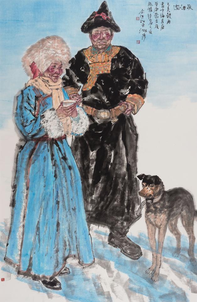 《敬酒图》作者:李洋创作年代:2019规格:193cm x126cm品类:国画