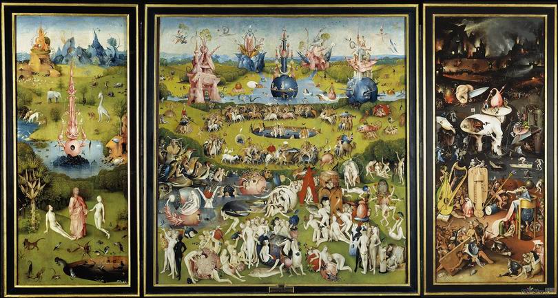 人间乐园﹝garden of earthly delights﹞1500 年,油彩画板,220 x 195