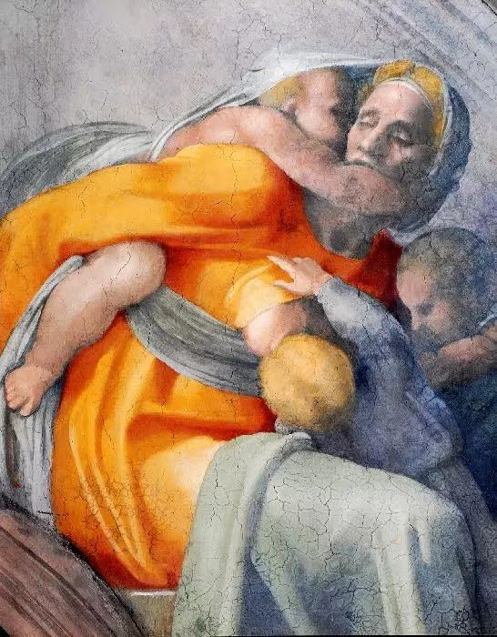 大卫王的父母亲耶西-大卫-所罗门,大卫穿着阿拉伯长袍,右边的是大卫的